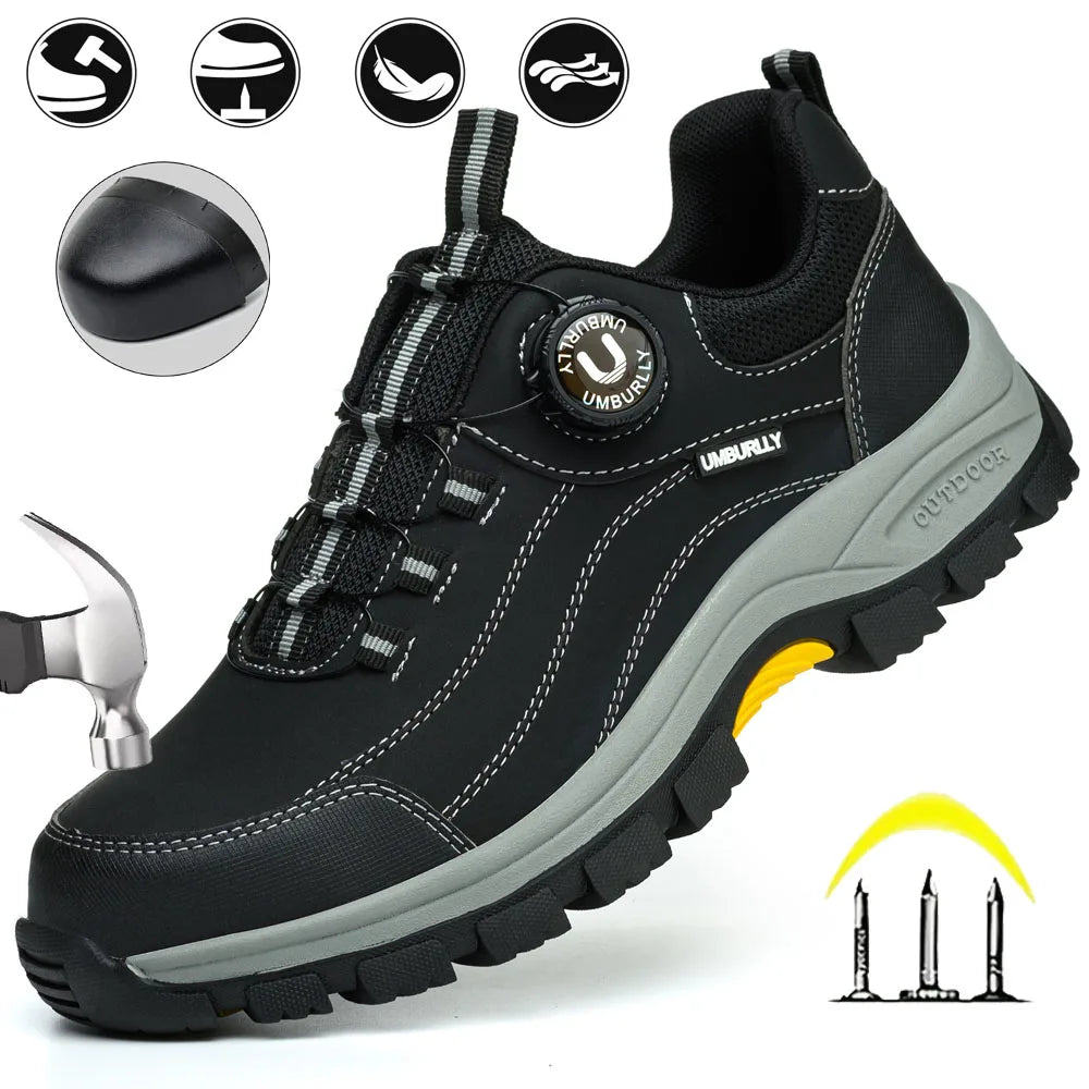 Men's Steel Head Safety Shoes Puncture And Smash Resistant Lightweight Sole Breathable Upper for Outdoor Workshop Work Shoes