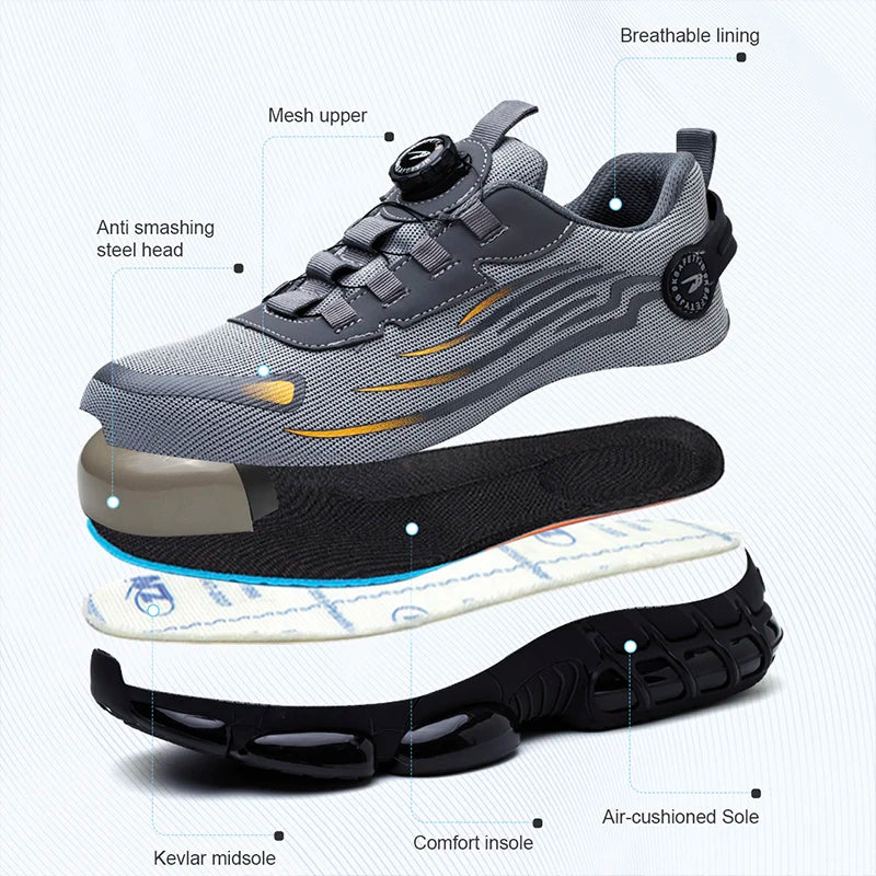 Size 47 48 Work Safety Shoes Men Women Air Cushion Steel Toe Shoes Puncture Proof Safety Boots Protective Work Sneakers
