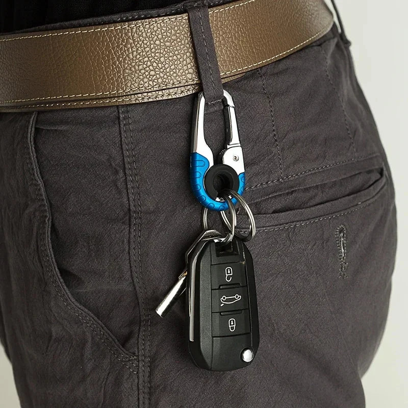 Keychain Buckle For Men Stainless Steel Key Ring Key Chain Hook Outdoor Carabiner Climbing Keyfob Accessories Rugged Belt Clip