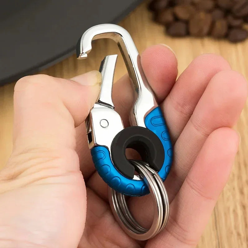 Keychain Buckle For Men Stainless Steel Key Ring Key Chain Hook Outdoor Carabiner Climbing Keyfob Accessories Rugged Belt Clip
